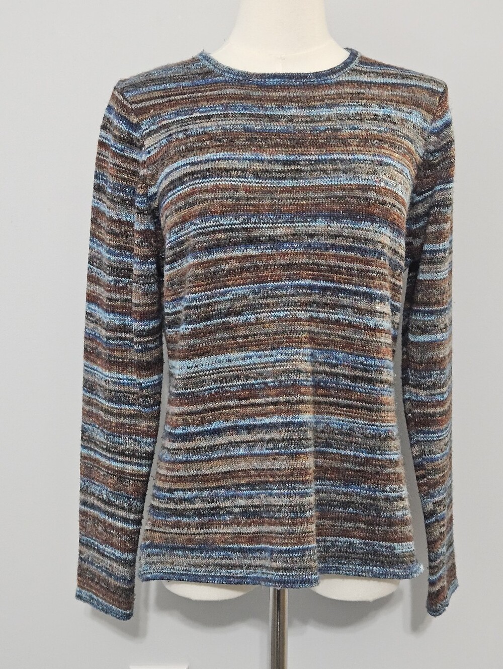 Babette Ballinger Size L Multi-Colored Earth Tones Women's Long-Sleeved Sweater